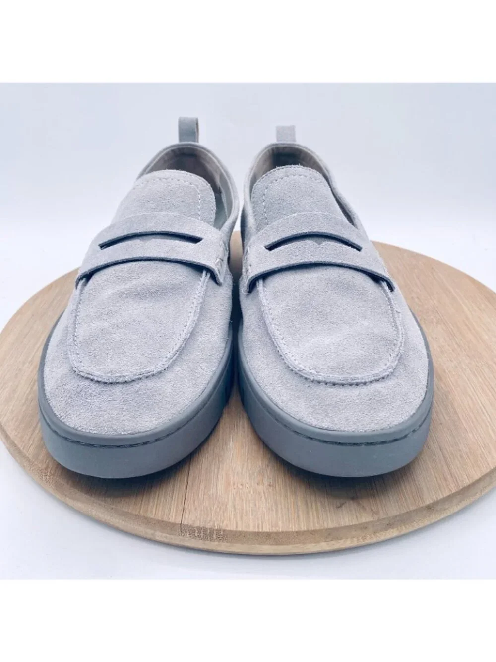 Vionic Uptown Shoes Mens 12 43 Gray Suede Comfort Penny Loafers Platform